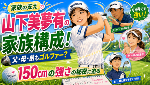 山下美夢有の家族構成！父・母・弟もゴルファー？150cmの強さの秘密に迫る