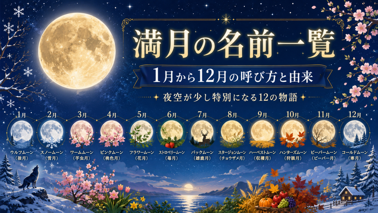 満月の名前一覧|1月から12月の呼び方と由来、夜空が少し特別になる12の物語