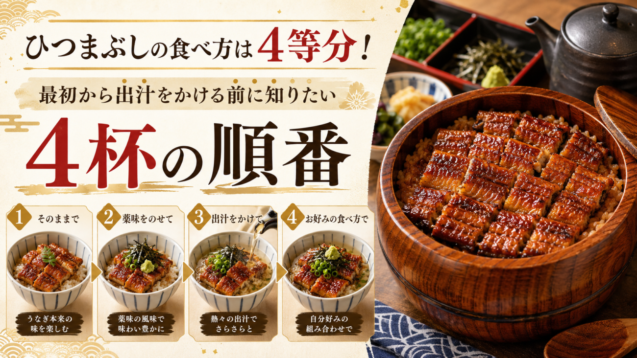 ひつまぶしの食べ方は4等分!最初から出汁をかける前に知りたい「4杯の順番」