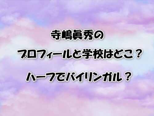 寺嶋眞秀のプロフィールと学校はどこ？ハーフでバイリンガル？