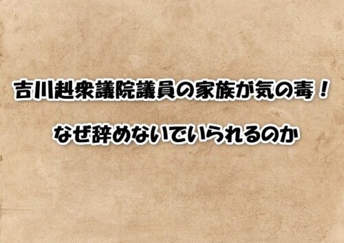 【なぜ辞めない？】吉川赳議員の家族が気の毒と言われる理由｜不祥事の内容と現在を解説