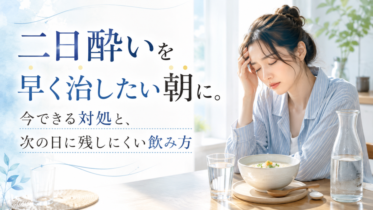 二日酔いを早く治したい朝に。今できる対処と、次の日に残しにくい飲み方