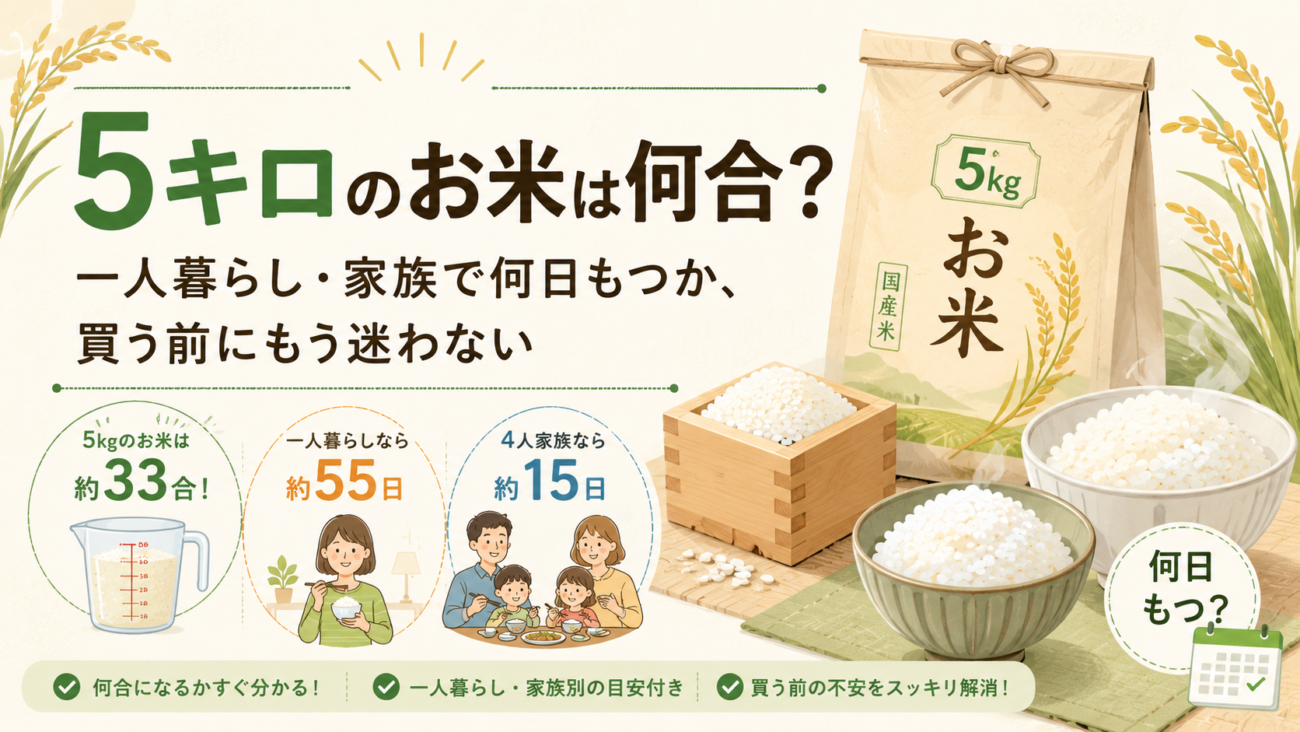 5キロのお米は何合?一人暮らし・家族で何日もつか、買う前にもう迷わない