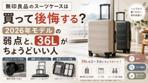 無印良品のスーツケースは買って後悔する？2026年モデルの弱点と、36Lがちょうどいい人
