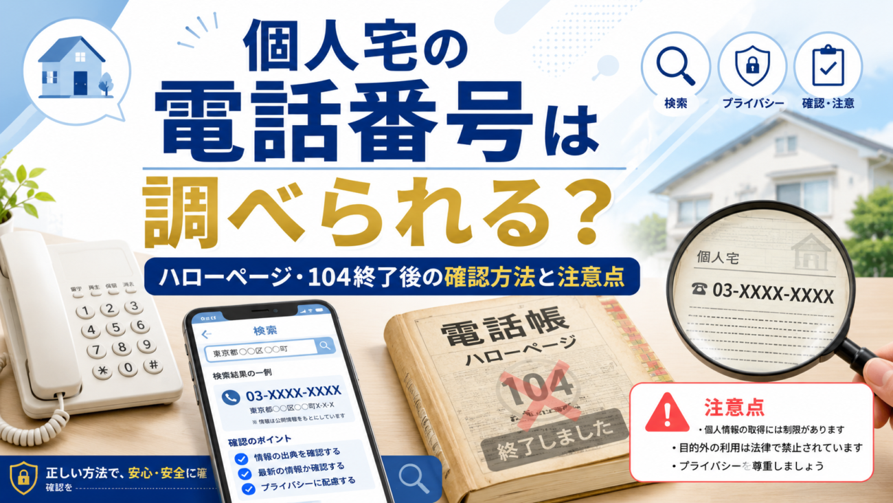 個人宅の電話番号は調べられる？ハローページ・104終了後の確認方法と注意点