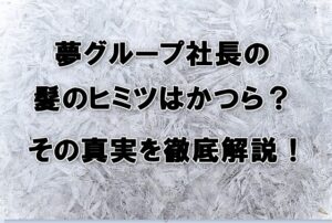 夢グループ社長の髪のヒミツはかつら？その真実を徹底解説！