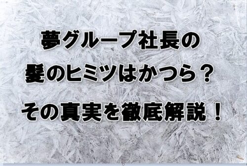 夢グループ社長の髪のヒミツはかつら？その真実を徹底解説！