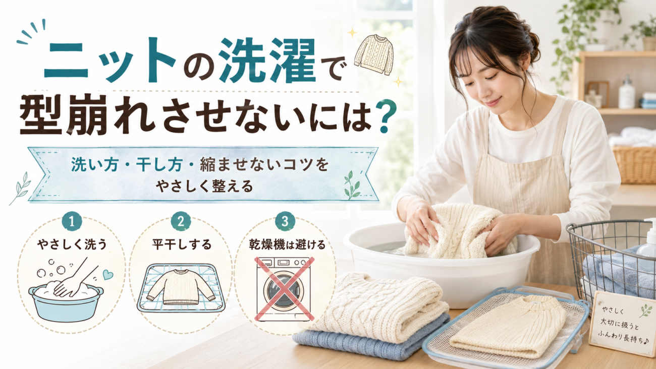 ニットの洗濯で型崩れさせないには?洗い方・干し方・縮ませないコツをやさしく整える