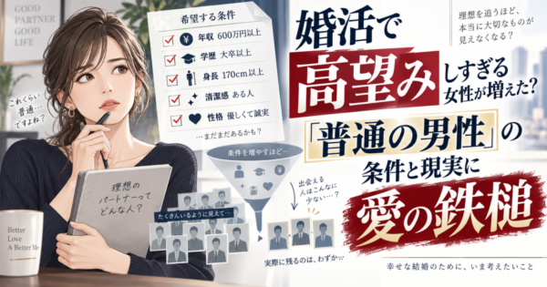 婚活で高望みしすぎる女性が増えた？「普通の男性」の条件と現実に愛の鉄槌